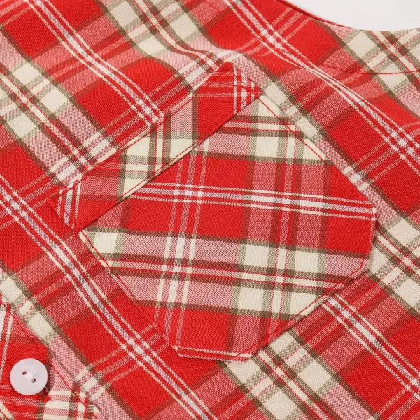 Noomelfish Girls Plaid Sleeveless Button Down Shirt Tie Knot Blouse Tank Tops 512 YearsRed Plaid