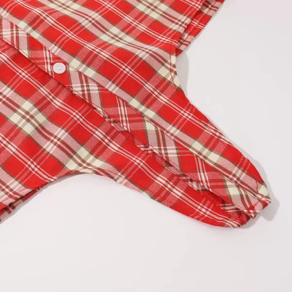 Noomelfish Girls Plaid Sleeveless Button Down Shirt Tie Knot Blouse Tank Tops 512 YearsRed Plaid