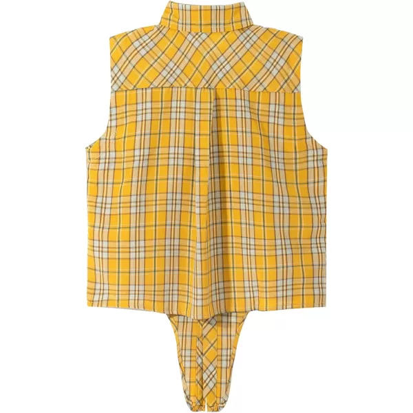 Noomelfish Girls Plaid Sleeveless Button Down Shirt Tie Knot Blouse Tank Tops 512 YearsYellow Plaid