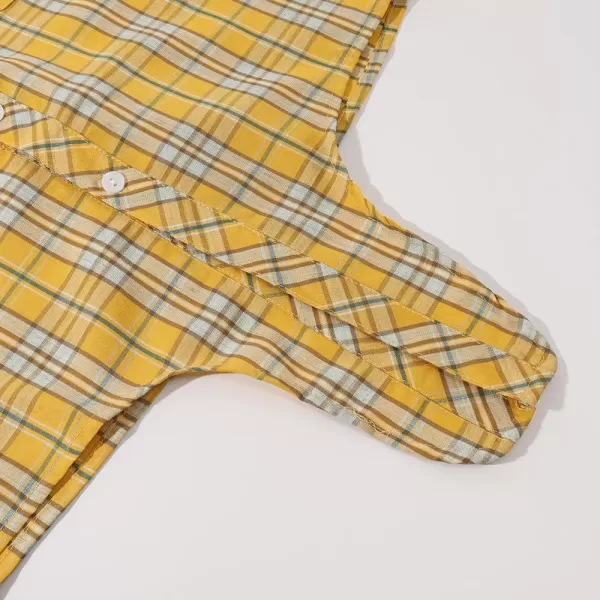 Noomelfish Girls Plaid Sleeveless Button Down Shirt Tie Knot Blouse Tank Tops 512 YearsYellow Plaid