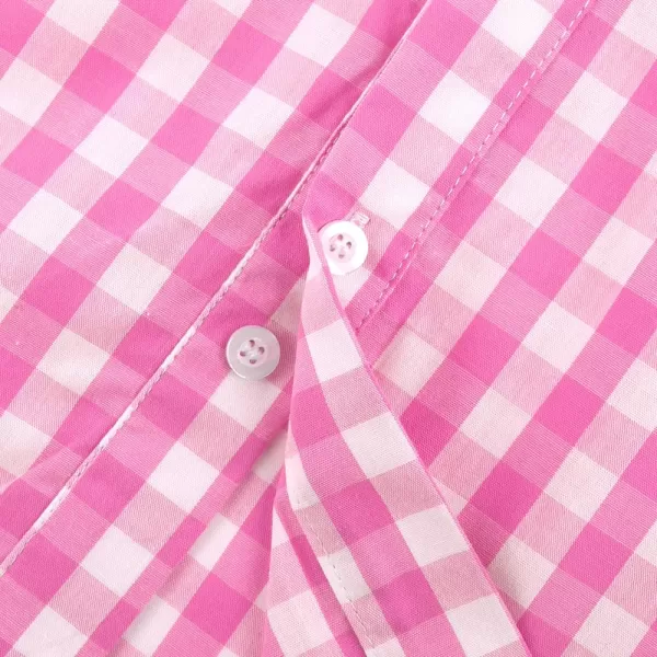 Noomelfish Girls Ruffle Cold Shoulder Top Blouse Short Sleeve Button Down Shirts 412 YearsPink Gingham
