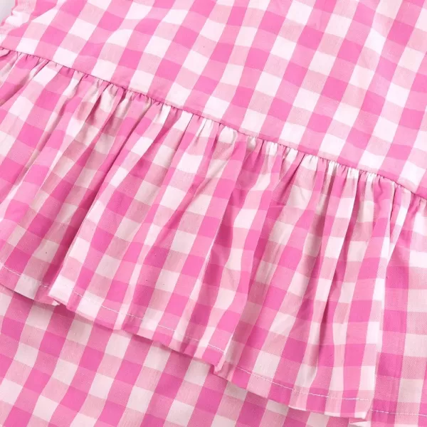 Noomelfish Girls Ruffle Cold Shoulder Top Blouse Short Sleeve Button Down Shirts 412 YearsPink Gingham