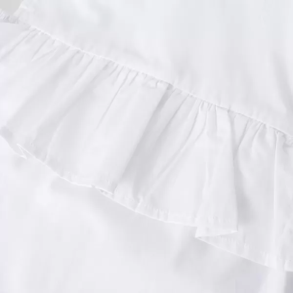 Noomelfish Girls Ruffle Cold Shoulder Top Blouse Short Sleeve Button Down Shirts 412 YearsWhite