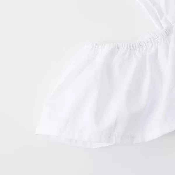 Noomelfish Girls Ruffle Cold Shoulder Top Blouse Short Sleeve Button Down Shirts 412 YearsWhite