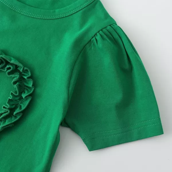 Noomelfish Girls Ruffle Heart TShirts Cute Short Sleeve Tee Tops 312 YearsGreensolid