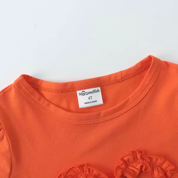 Noomelfish Girls Ruffle Heart TShirts Cute Short Sleeve Tee Tops 312 YearsOrange