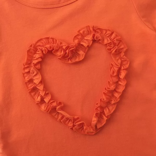 Noomelfish Girls Ruffle Heart TShirts Cute Short Sleeve Tee Tops 312 YearsOrange