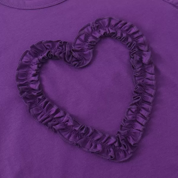 Noomelfish Girls Ruffle Heart TShirts Cute Short Sleeve Tee Tops 312 YearsPurple