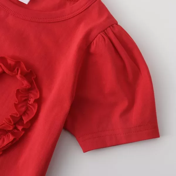 Noomelfish Girls Ruffle Heart TShirts Cute Short Sleeve Tee Tops 312 YearsRedsolid