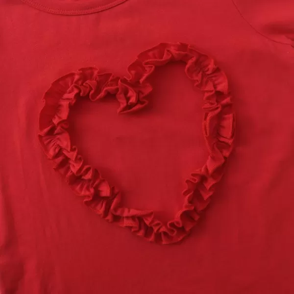 Noomelfish Girls Ruffle Heart TShirts Cute Short Sleeve Tee Tops 312 YearsRedsolid