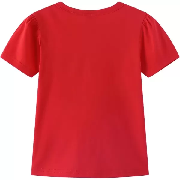 Noomelfish Girls Ruffle Heart TShirts Cute Short Sleeve Tee Tops 312 YearsRedsolid