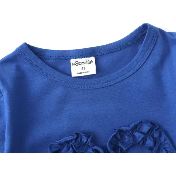 Noomelfish Girls Ruffle Heart TShirts Cute Short Sleeve Tee Tops 312 YearsRoyal Blue