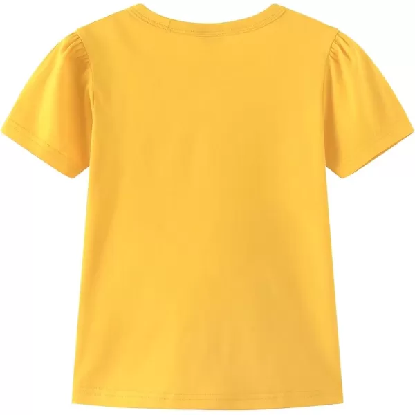 Noomelfish Girls Ruffle Heart TShirts Cute Short Sleeve Tee Tops 312 YearsYellow