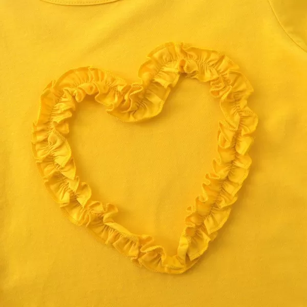 Noomelfish Girls Ruffle Heart TShirts Cute Short Sleeve Tee Tops 312 YearsYellow