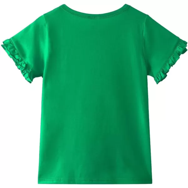 Noomelfish Girls Ruffle Short Sleeve TShirts Summer Casual Tee Tops Blouse 512 YearsGreen