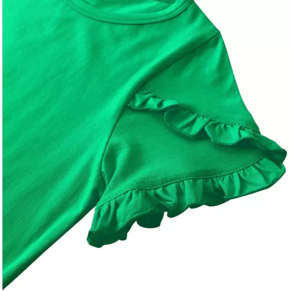 Noomelfish Girls Ruffle Short Sleeve TShirts Summer Casual Tee Tops Blouse 512 YearsGreen