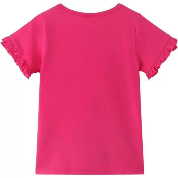 Noomelfish Girls Ruffle Short Sleeve TShirts Summer Casual Tee Tops Blouse 512 YearsHot Pink