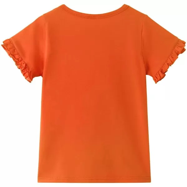 Noomelfish Girls Ruffle Short Sleeve TShirts Summer Casual Tee Tops Blouse 512 YearsOrange