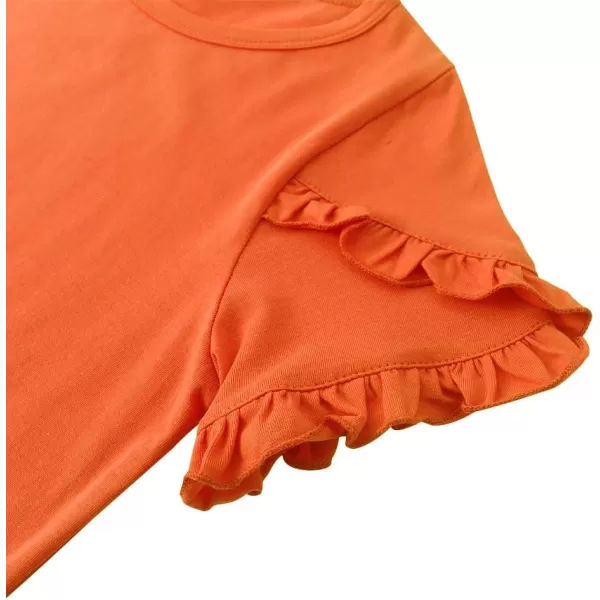 Noomelfish Girls Ruffle Short Sleeve TShirts Summer Casual Tee Tops Blouse 512 YearsOrange