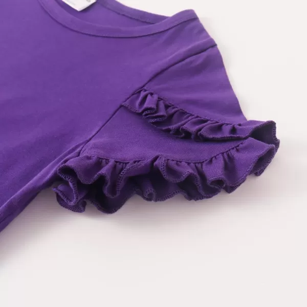 Noomelfish Girls Ruffle Short Sleeve TShirts Summer Casual Tee Tops Blouse 512 YearsPurple