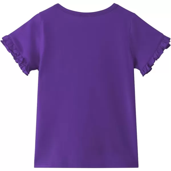 Noomelfish Girls Ruffle Short Sleeve TShirts Summer Casual Tee Tops Blouse 512 YearsPurple