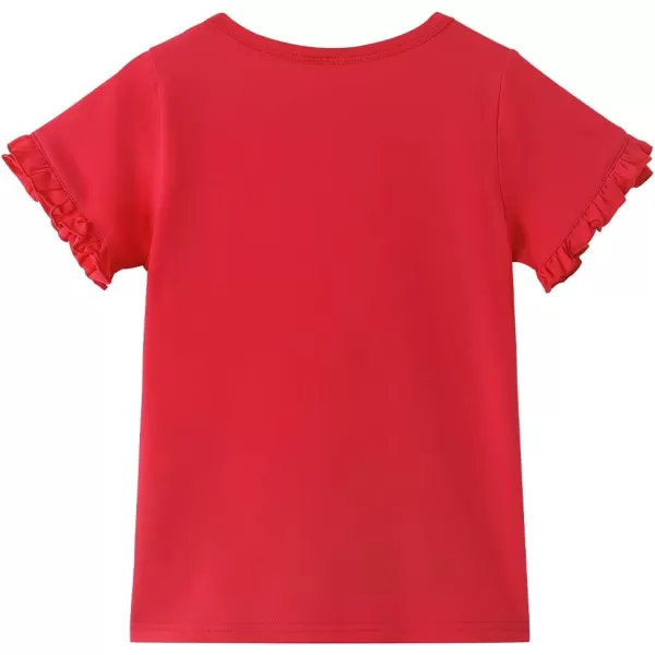 Noomelfish Girls Ruffle Short Sleeve TShirts Summer Casual Tee Tops Blouse 512 YearsRed