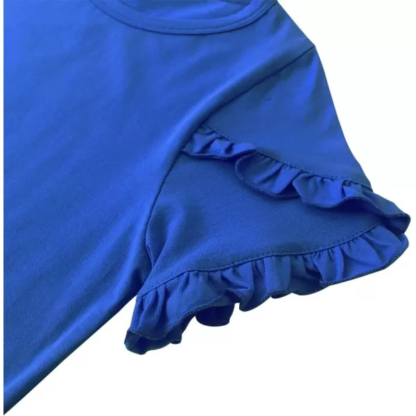 Noomelfish Girls Ruffle Short Sleeve TShirts Summer Casual Tee Tops Blouse 512 YearsRoyal Blue