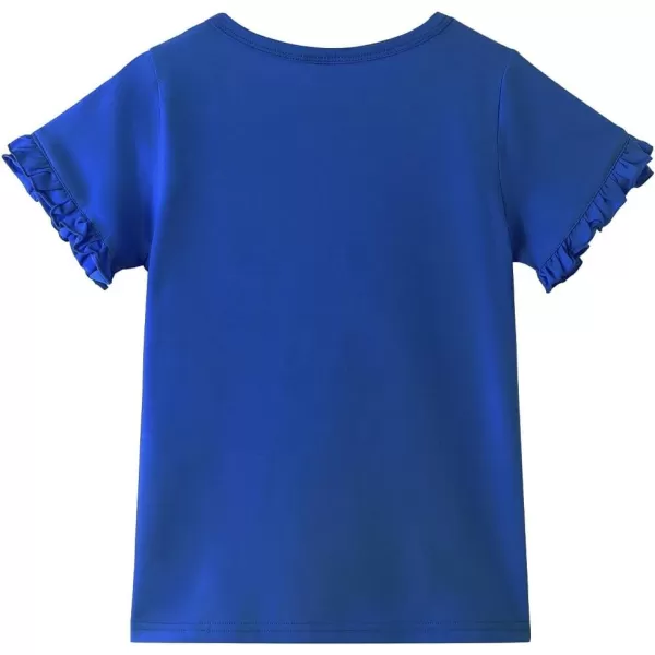 Noomelfish Girls Ruffle Short Sleeve TShirts Summer Casual Tee Tops Blouse 512 YearsRoyal Blue