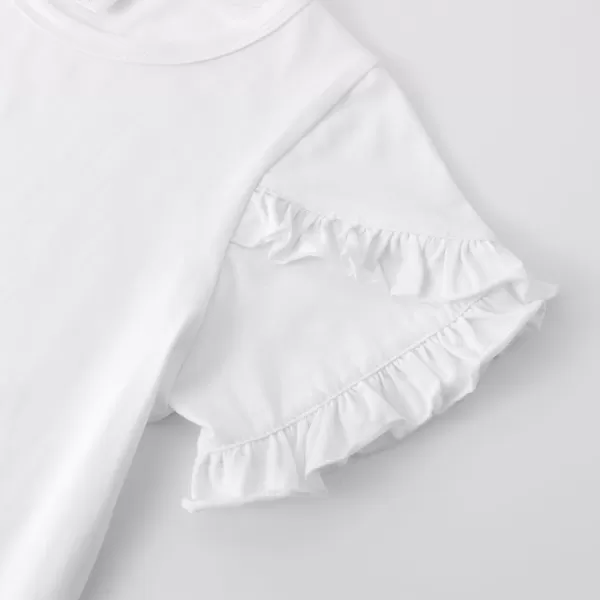 Noomelfish Girls Ruffle Short Sleeve TShirts Summer Casual Tee Tops Blouse 512 YearsWhite