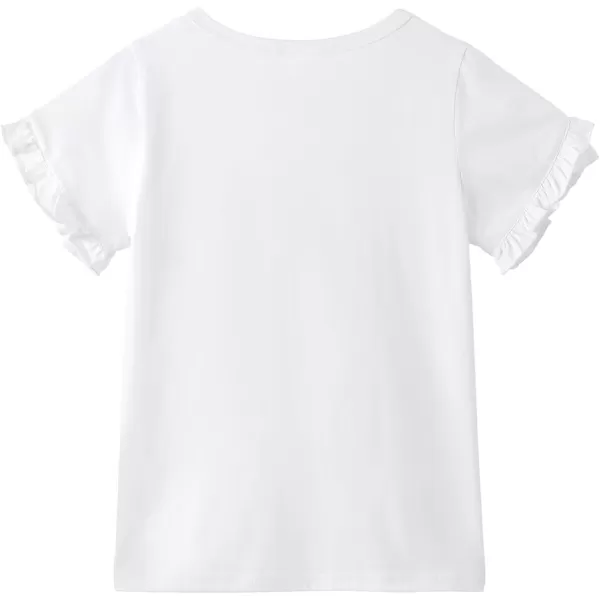 Noomelfish Girls Ruffle Short Sleeve TShirts Summer Casual Tee Tops Blouse 512 YearsWhite