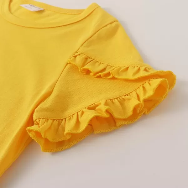 Noomelfish Girls Ruffle Short Sleeve TShirts Summer Casual Tee Tops Blouse 512 YearsYellow