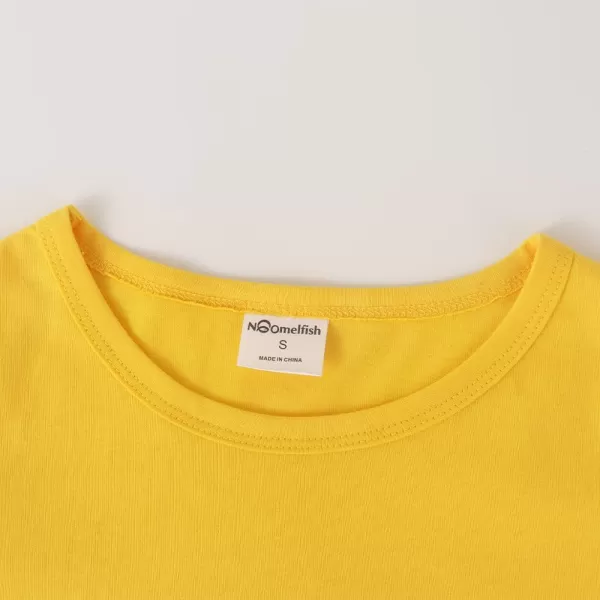 Noomelfish Girls Ruffle Short Sleeve TShirts Summer Casual Tee Tops Blouse 512 YearsYellow