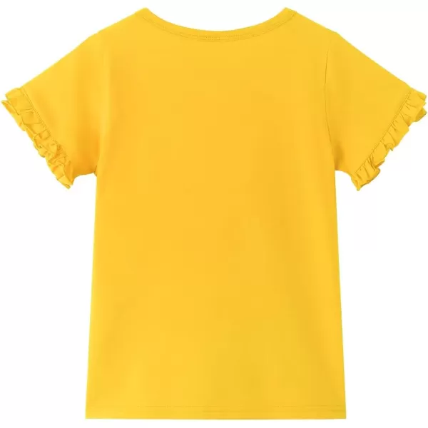 Noomelfish Girls Ruffle Short Sleeve TShirts Summer Casual Tee Tops Blouse 512 YearsYellow