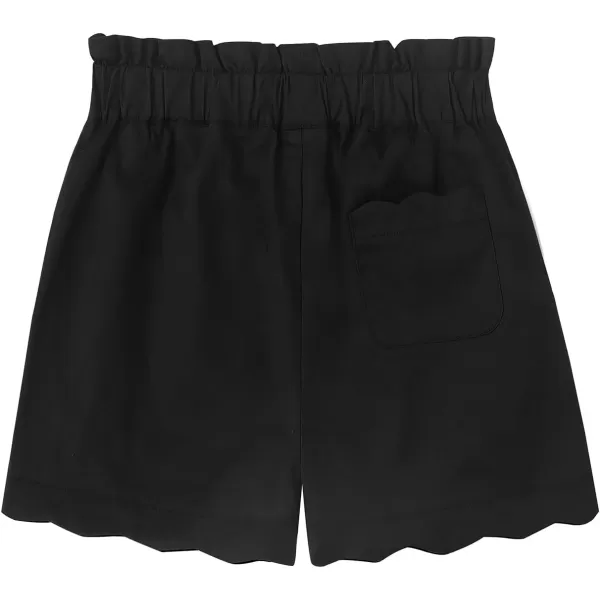 Noomelfish Girls Scalloped Stretch Twill Pull On Shorts with Pockets 512 YearsBlack
