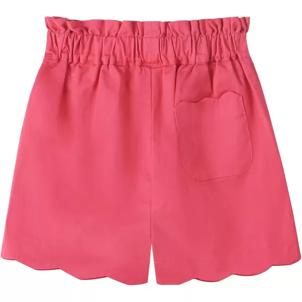 Noomelfish Girls Scalloped Stretch Twill Pull On Shorts with Pockets 512 YearsHot Pink