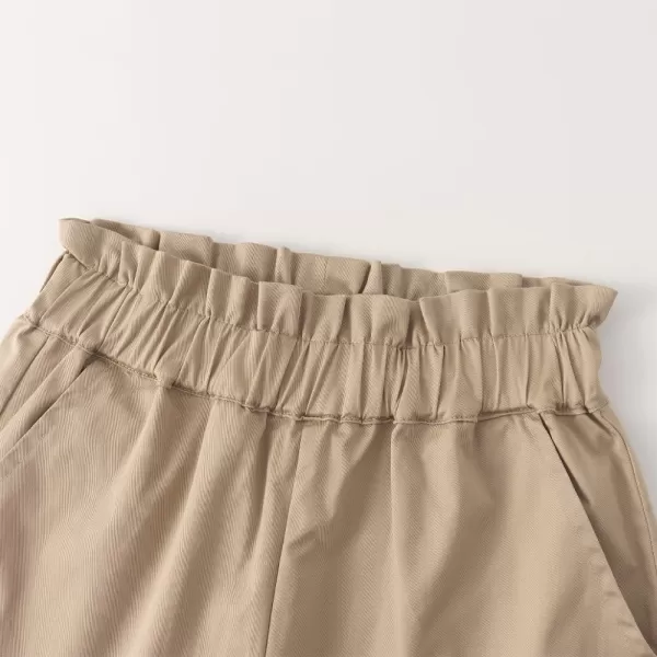 Noomelfish Girls Scalloped Stretch Twill Pull On Shorts with Pockets 512 YearsKhaki
