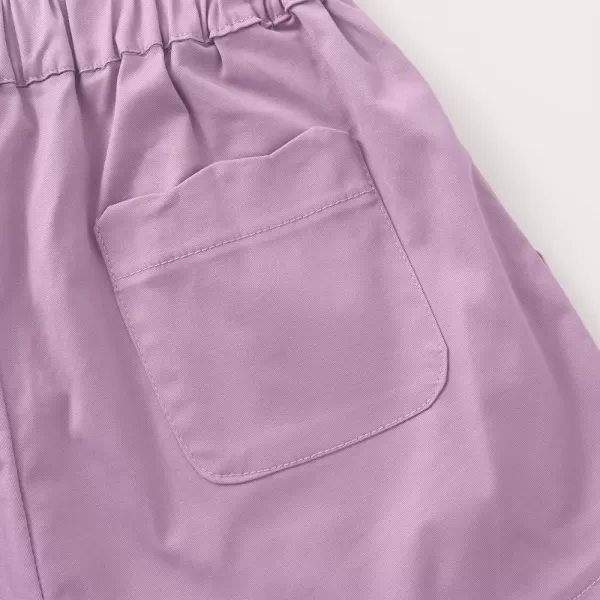 Noomelfish Girls Scalloped Stretch Twill Pull On Shorts with Pockets 512 YearsLight Purple