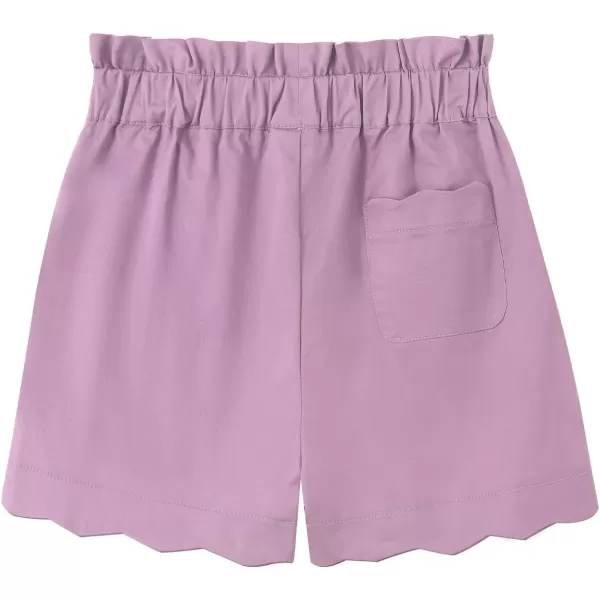 Noomelfish Girls Scalloped Stretch Twill Pull On Shorts with Pockets 512 YearsLight Purple