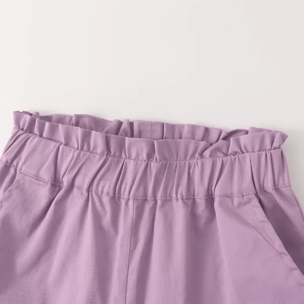 Noomelfish Girls Scalloped Stretch Twill Pull On Shorts with Pockets 512 YearsLight Purple