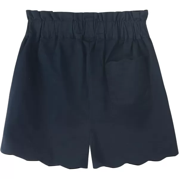Noomelfish Girls Scalloped Stretch Twill Pull On Shorts with Pockets 512 YearsNavy Blue