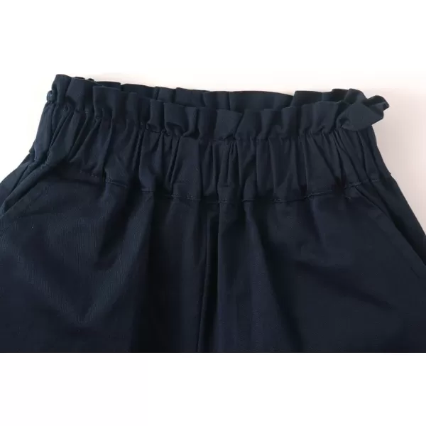Noomelfish Girls Scalloped Stretch Twill Pull On Shorts with Pockets 512 YearsNavy Blue