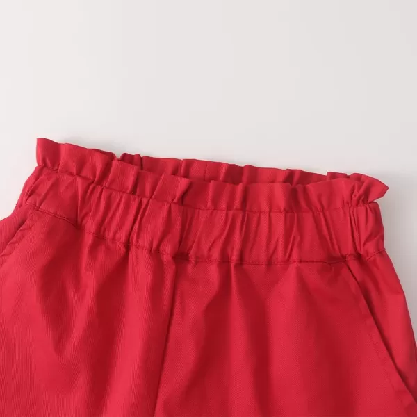 Noomelfish Girls Scalloped Stretch Twill Pull On Shorts with Pockets 512 YearsRed