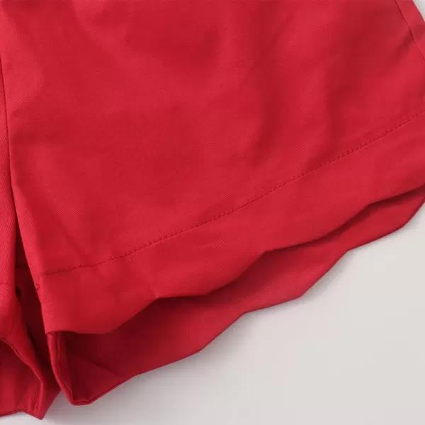 Noomelfish Girls Scalloped Stretch Twill Pull On Shorts with Pockets 512 YearsRed