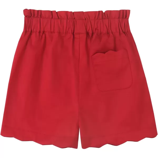 Noomelfish Girls Scalloped Stretch Twill Pull On Shorts with Pockets 512 YearsRed