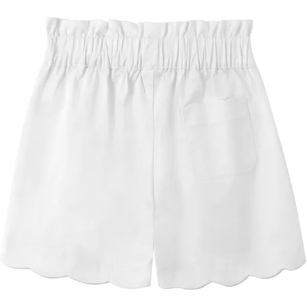 Noomelfish Girls Scalloped Stretch Twill Pull On Shorts with Pockets 512 YearsWhite