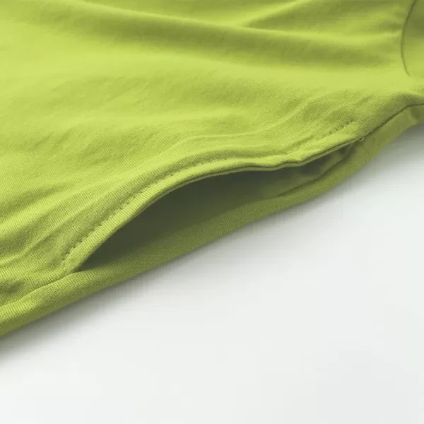 Noomelfish Girls Short Puff Sleeve Dress Summer Casual Knit Swing Twirl Skater Dresses with Pockets 212 YearsAvocado Green
