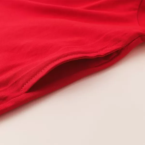 Noomelfish Girls Short Puff Sleeve Dress Summer Casual Knit Swing Twirl Skater Dresses with Pockets 212 YearsRed