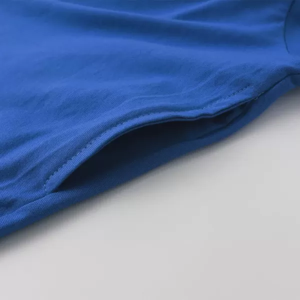 Noomelfish Girls Short Puff Sleeve Dress Summer Casual Knit Swing Twirl Skater Dresses with Pockets 212 YearsRoyal Blue