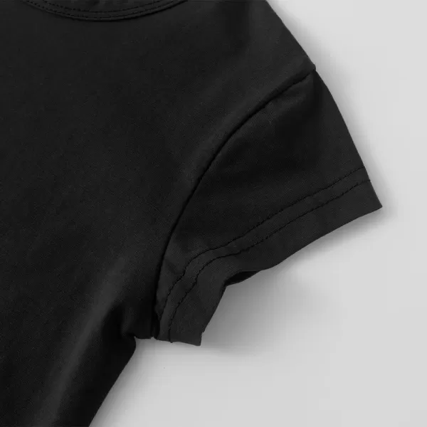Noomelfish Girls Short Sleeve Crop Tops Kids Summer Dance Cropped TShirts 514 YearsBlack