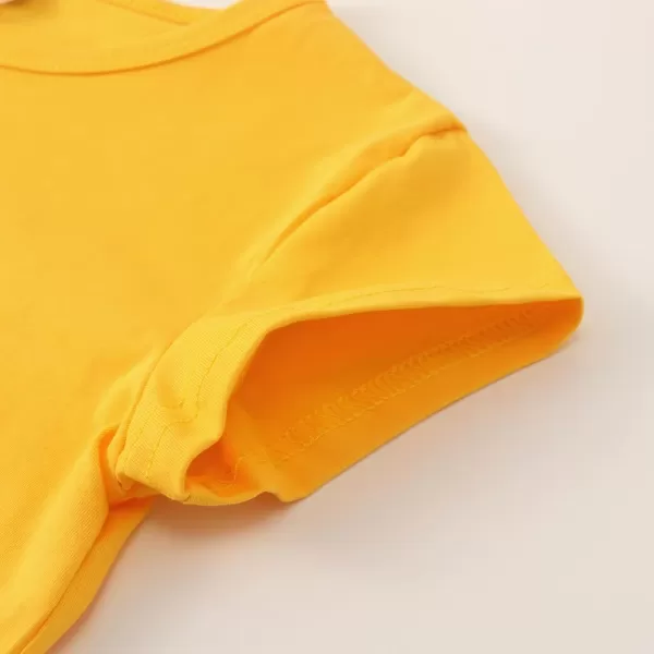 Noomelfish Girls Short Sleeve Crop Tops Kids Summer Dance Cropped TShirts 514 YearsGold Yellow